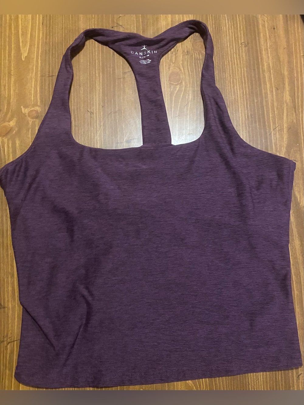 Danskin Deep Plum Heather Super Soft Racerback Workout Crop Tank Top